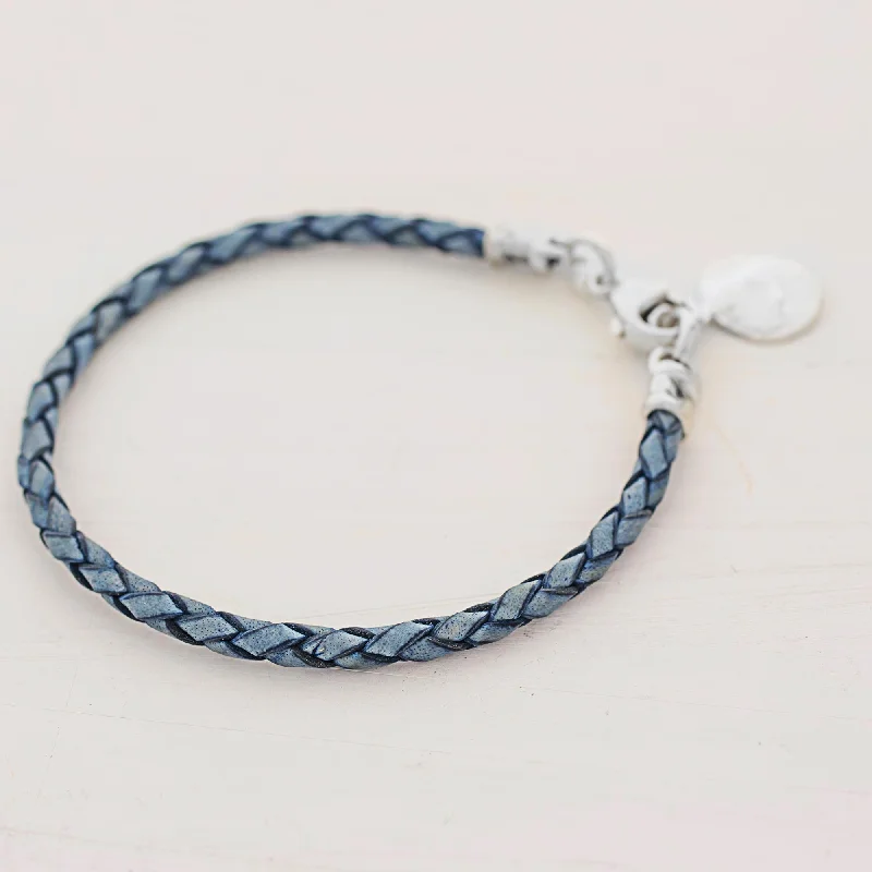 - Automatic induction pet water dispenserWalk of Life in Blue Silver Leather Charm Bracelet