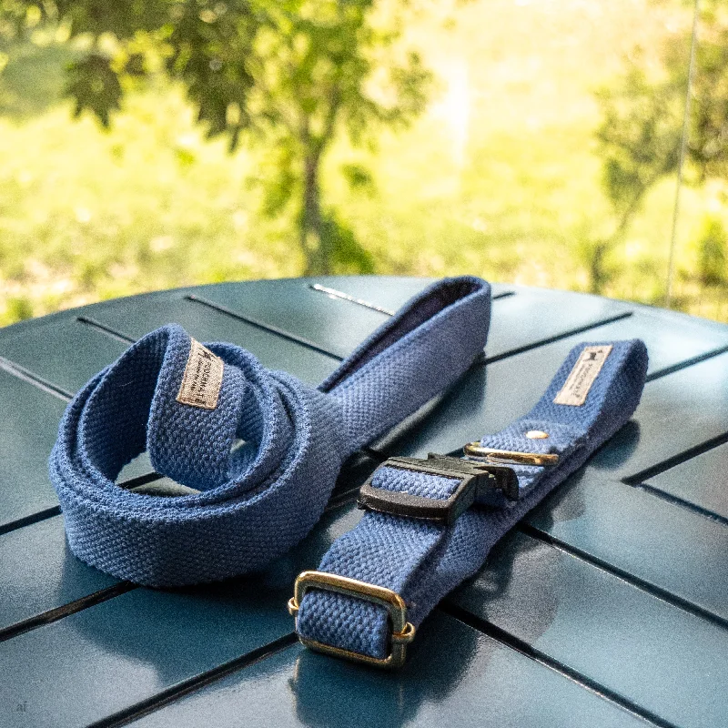 PoochMate Cotton Webbing Dog Collar & Leash Set- Cobalt Blue