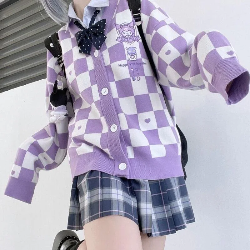 - Organic cotton dog bibsKuromi Buttoned Purple Cardigan
