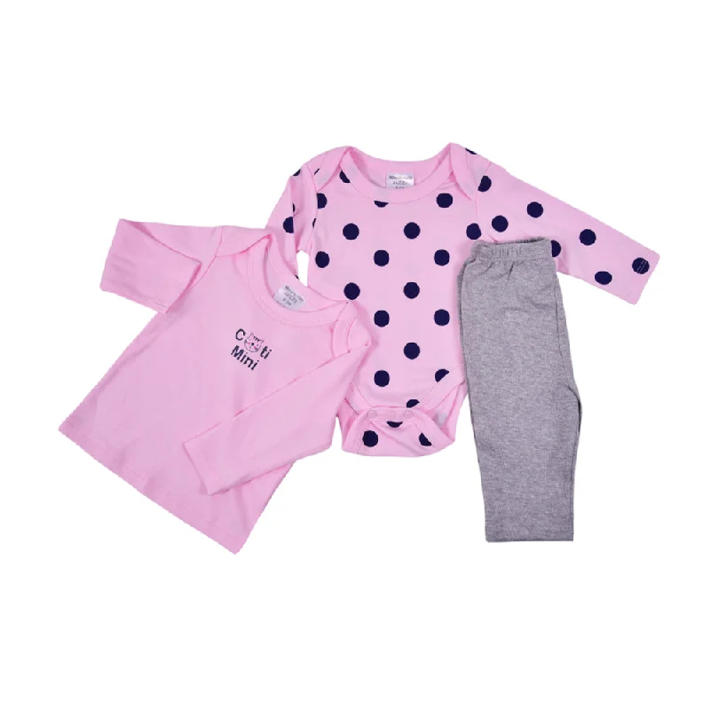 - ​​Christmas pet Christmas clothingGIRLS L/S 3PC PAJAMA SUIT MZW-24 0-3M 239-066 THAI