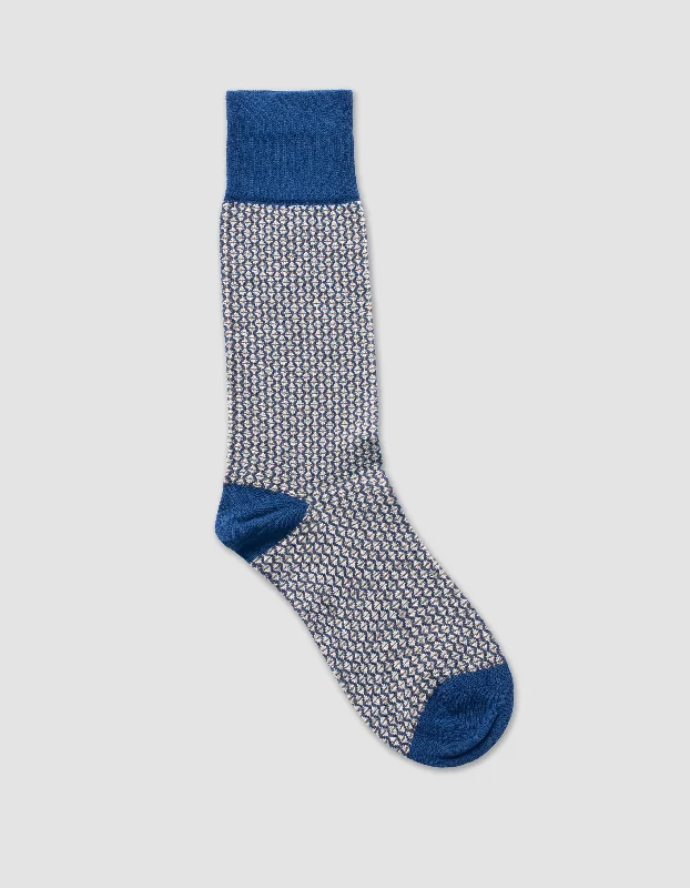 - Cat anti-jump window safety netDIAMOND JACQUARD COTTON MID CALF SOCKS- BLUE