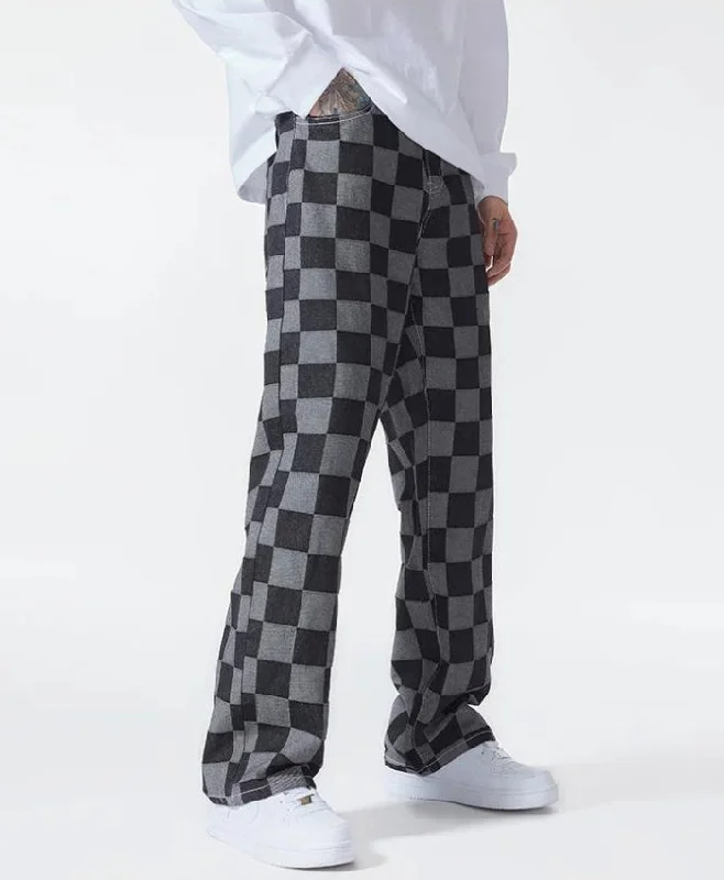 - ​​Christmas pet Christmas clothingY2K Checkered Black Pants