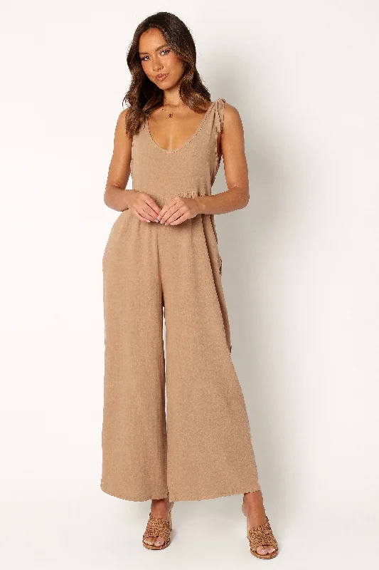 - Parrot climbing and standing wooden frameAyla Linen Jumpsuit - Mocha