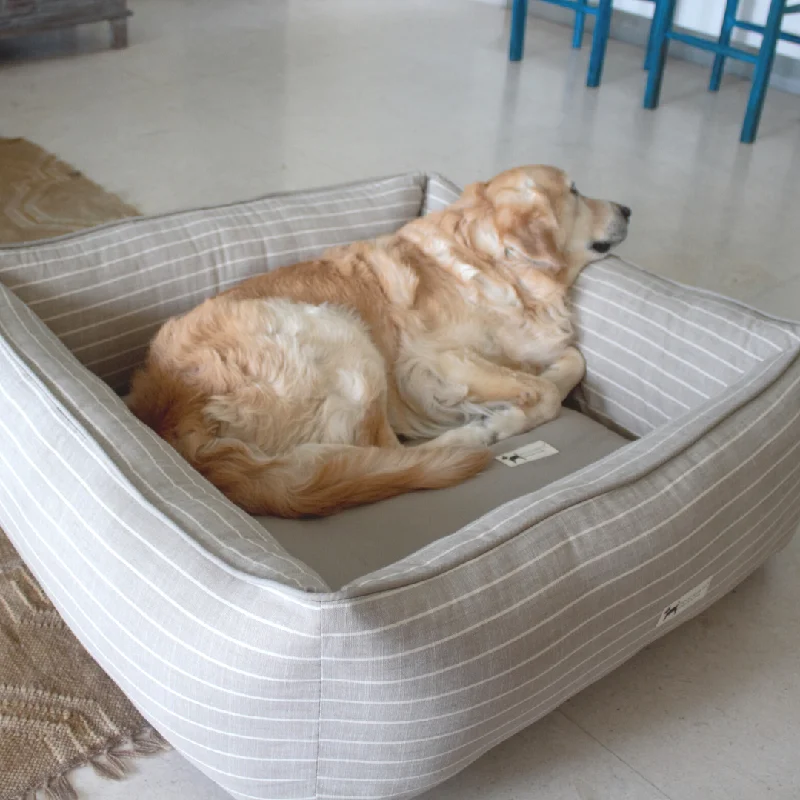 PoochMate Sand Stripe Linen Dog Bed