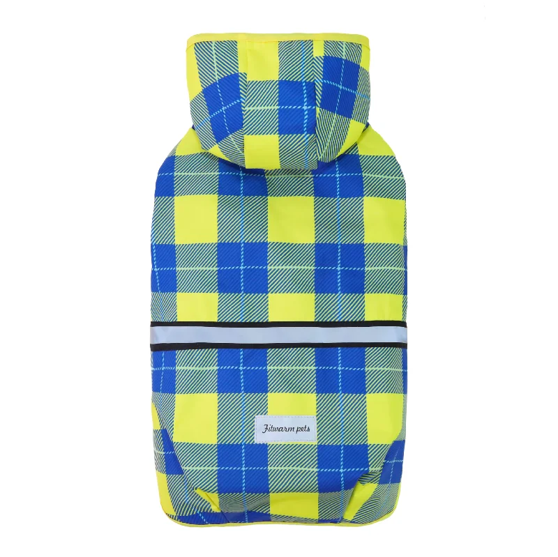 - Foldable and portable cat bagYellow & Blue Plaid Dog Raincoat