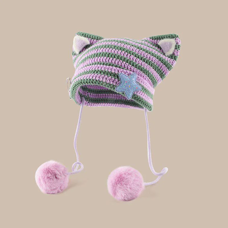 - Winter warm clothes for short-haired dogsKawaii Cat Ear Pom-Pom Beanie