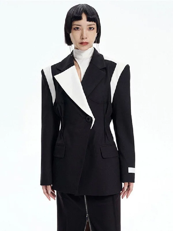 - Winter warm clothes for short-haired dogsSingle Button Color Block Blazer