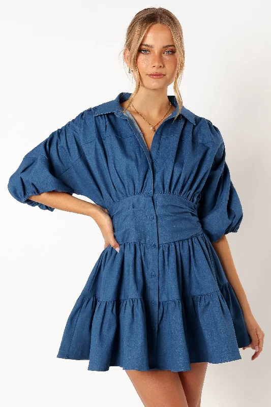 - Cat hair ball removal and hair removal creamFrancis Long Sleeve Mini Dress - Blue Denim