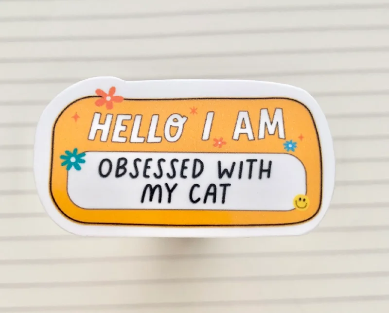 - Custom pet birthday cakeHappyish Brand: Obsessed With My Cat Sticker