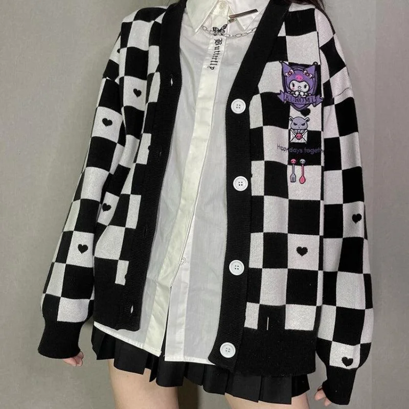 - Winter warm clothes for short-haired dogsKuromi Buttoned Black Cardigan