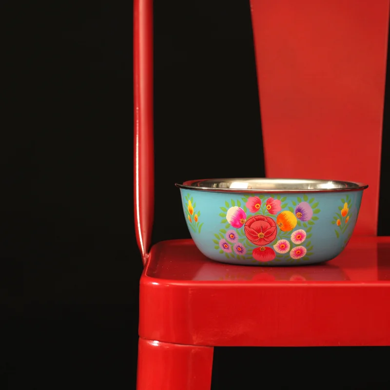 PoochMate Vintage Valley Dog Bowl - Blue