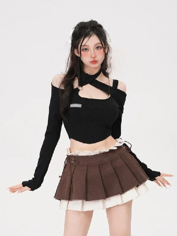 - ​​Christmas pet Christmas clothingDrawstring Pleated Mini Skirt