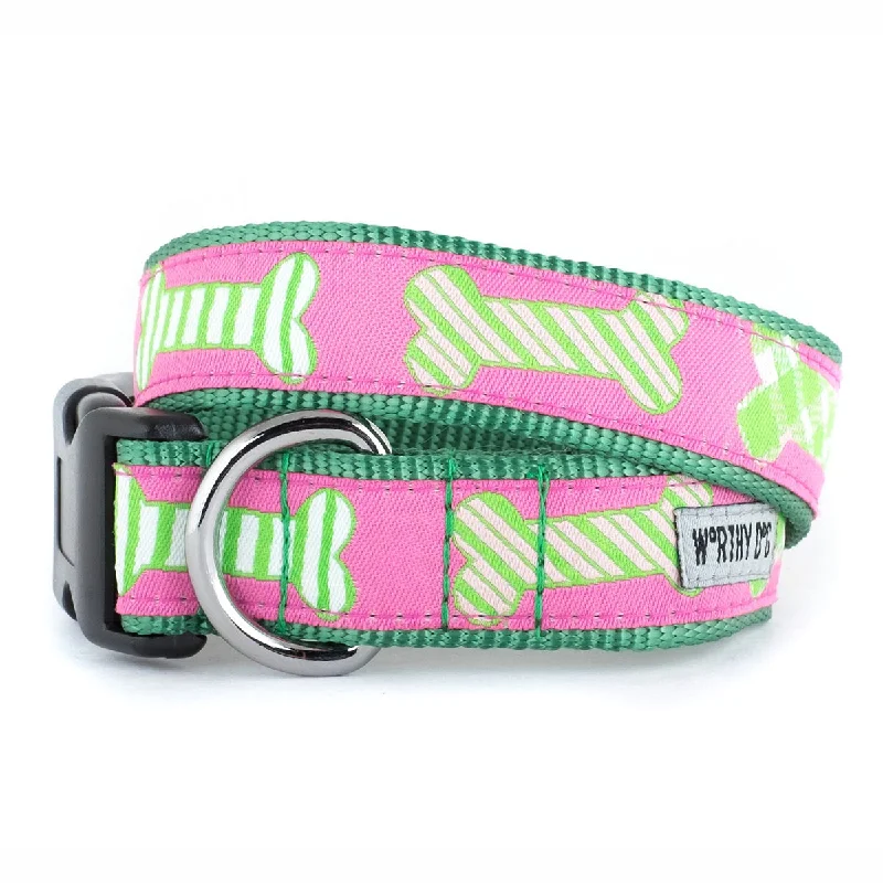  . **Dog muzzle is breathable**Preppy Bones Dog Collar Pink