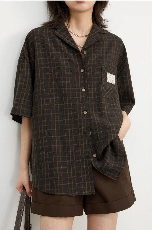 - Air box TSA certified check-inDark Academia V-Neck Plaid Shirt