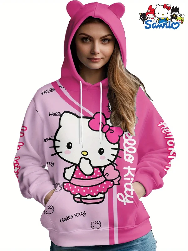 Hello Kitty Cozy Hoodie for Women - Casual Long Sleeve with Pockets, Soft Polyester Knit, Machine Washable - Perfect for Fall/Winter, Novelty Cat, Sweatshirt Hello Kitty Cozy Hoodie for Women - Casual Long Sleeve with Pockets, Soft Polyester Knit, Machine Washable - Perfect for Fall/Winter, Novelty Cat, Sweatshirt