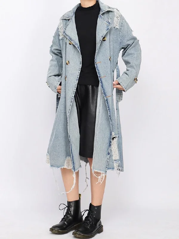  -Anti-slip claw protection raincoat FOR dogsDistressed Denim Trench Coat