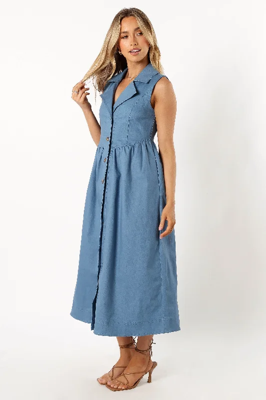 - ​​Christmas pet Christmas clothingSonja Midi Dress - Steel Blue