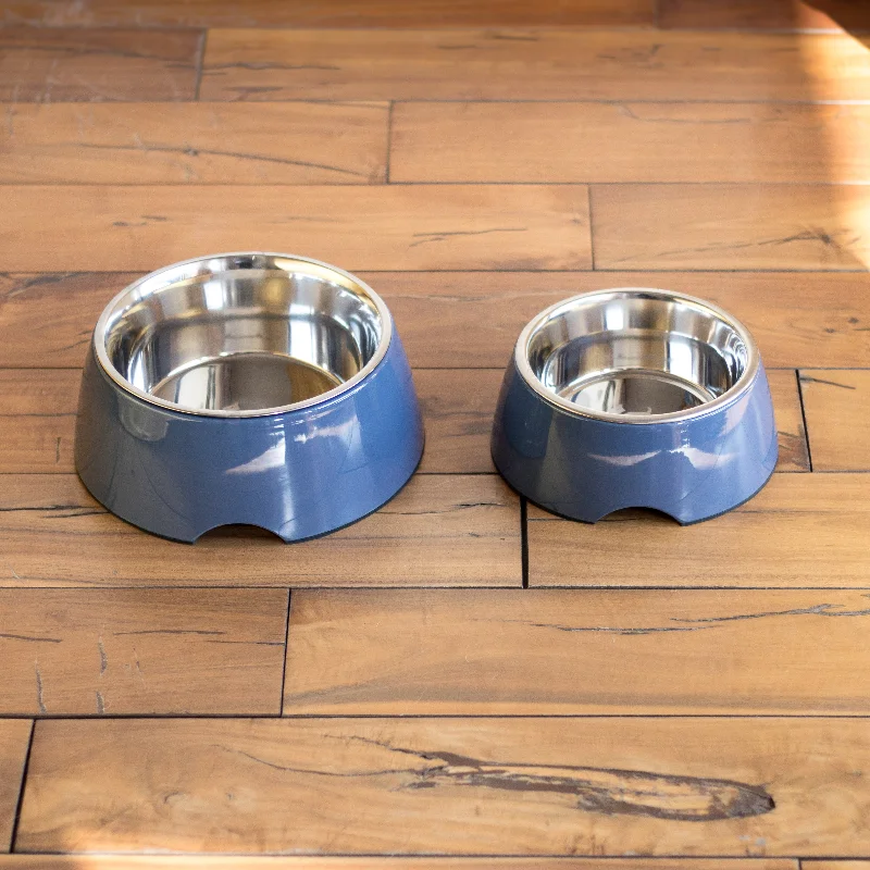 PoochMate Din-Din Dog Bowl - Blue/Grey