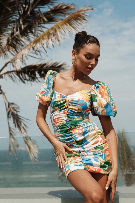 - Pet tear stain cleaning wipesHarriet Puff Sleeve Mini Dress - Malta Print