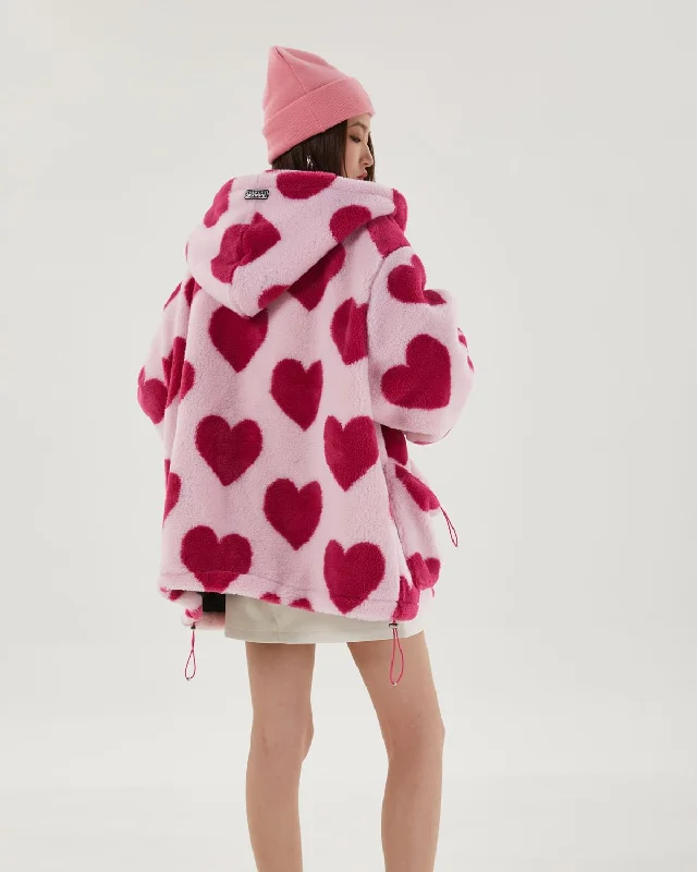 - Cat anti-jump window safety netPink Heart Pattern Hooded Jacket