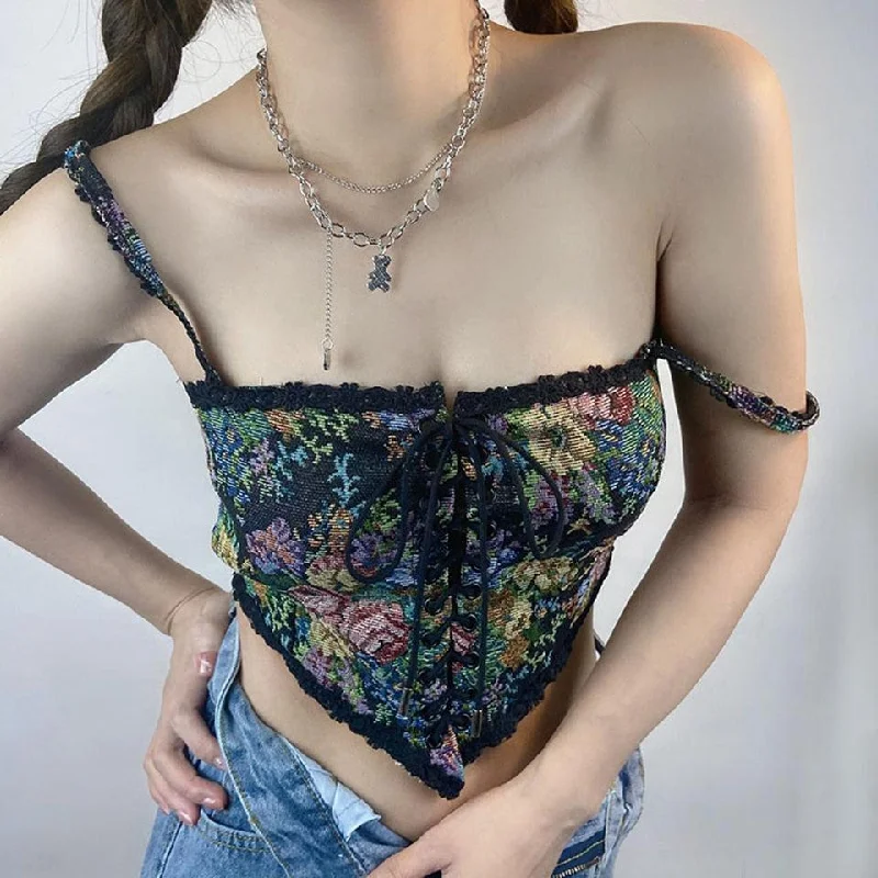 - Car dog seat beltCottagecore Lace Detailed Corset Top