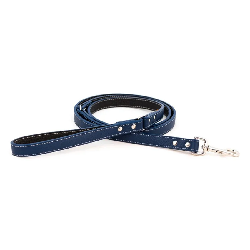  . **Pet collar with custom engraving**Tuscan Leather Dog Leash Navy Blue