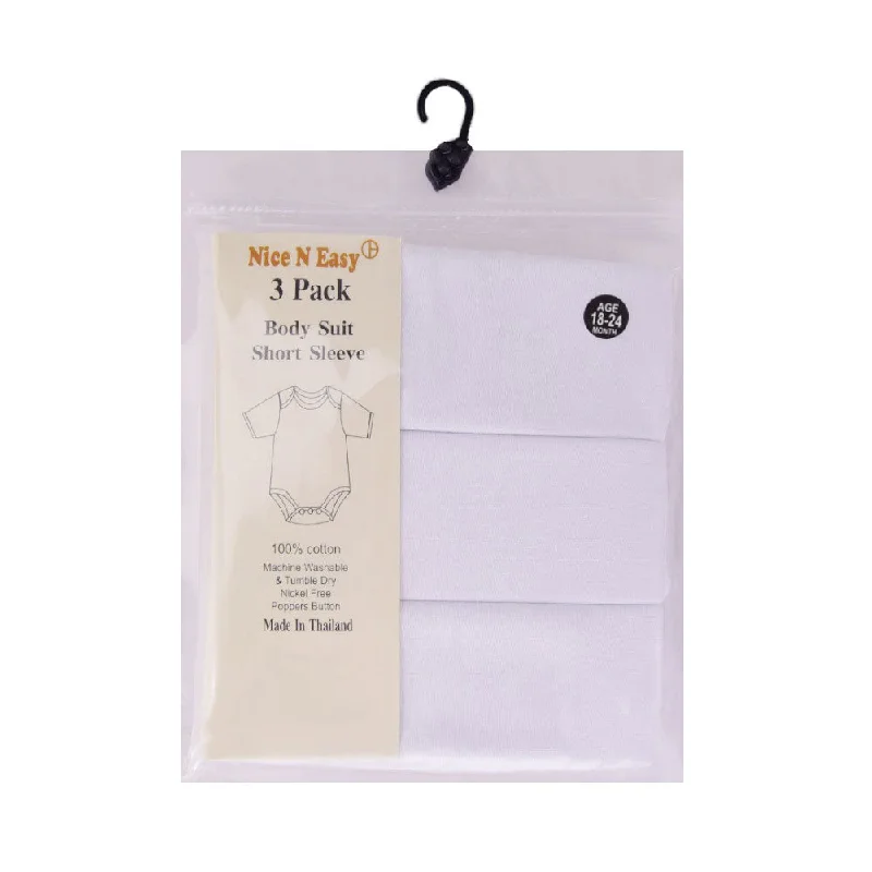 - Rabbit grass rack to prevent waste food boxH/S BODY SUIT 3 PC PACK WHITE NICE & EASY MZS-24 18-24M
