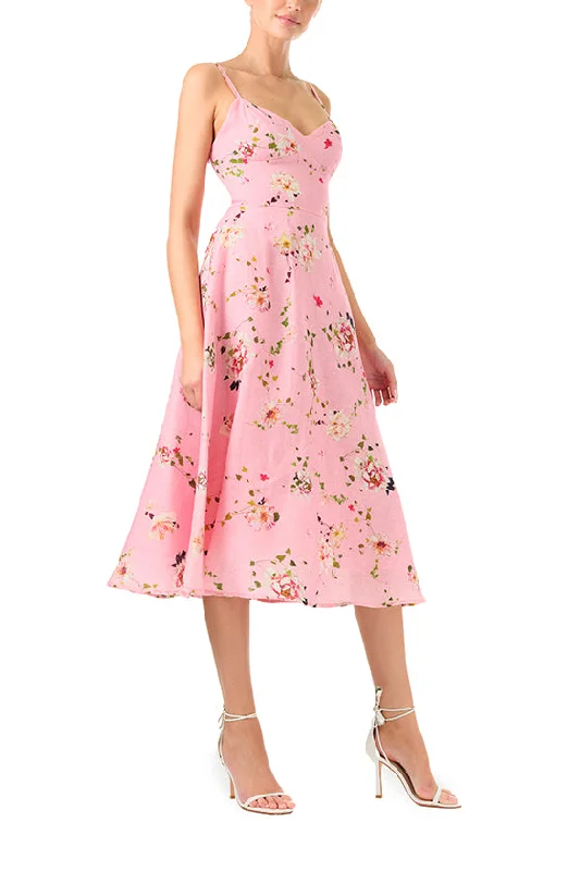 Linen Floral Cocktail Dress