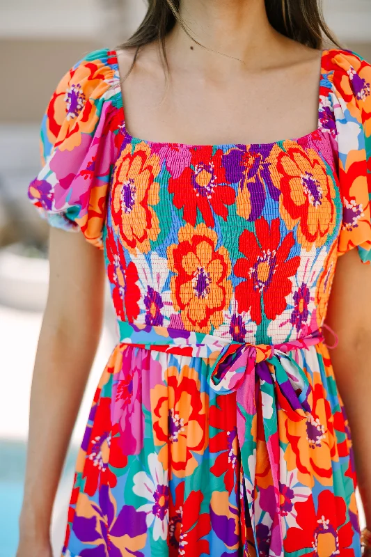 Return To Me Magenta Floral Midi Dress