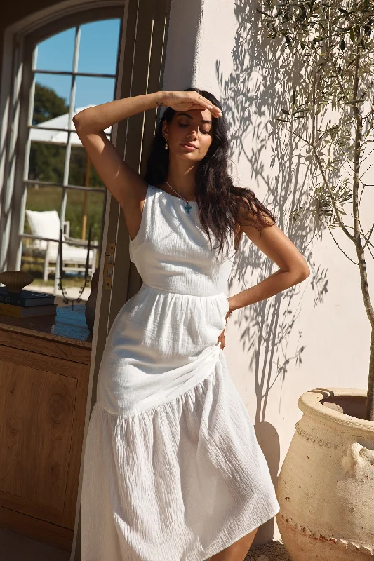 With The Wind Midi Dress White