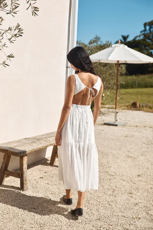 With The Wind Midi Dress White