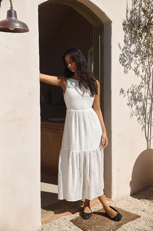 With The Wind Midi Dress White