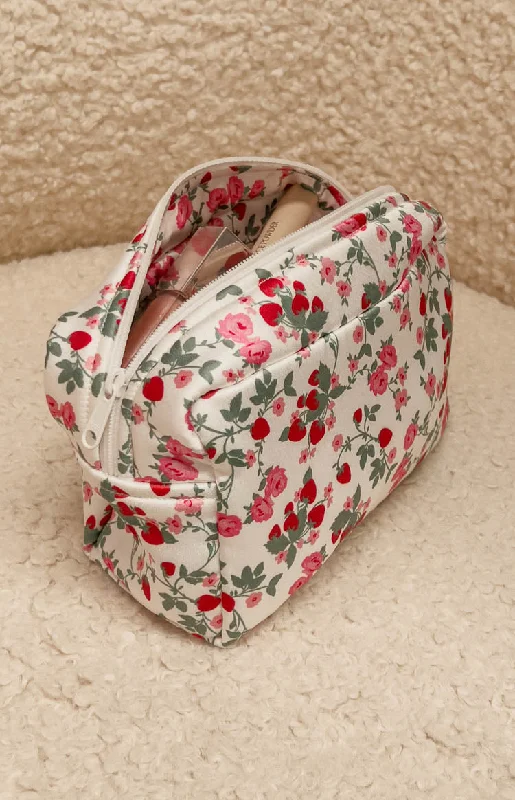 Floral Satin Make-Up Bag