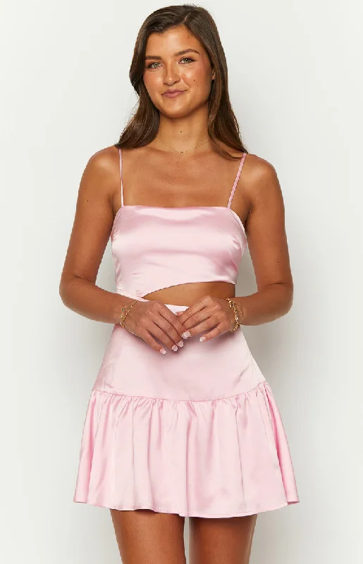 Your Fantasy Pink Satin Mini Dress