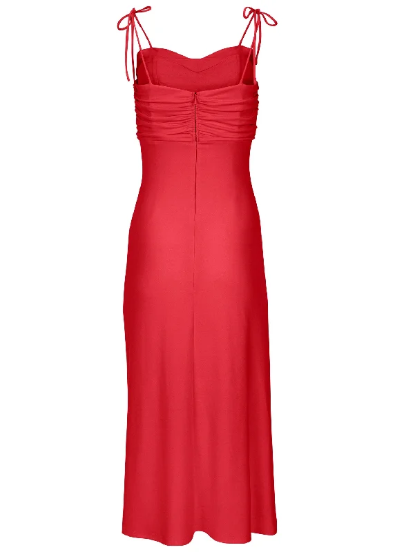 Ruched cutout maxi dress - Red