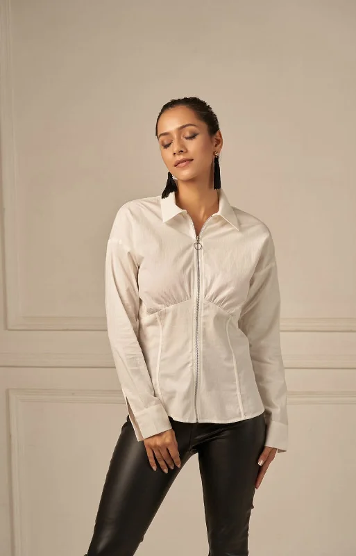 Caught on white corset detail shirt