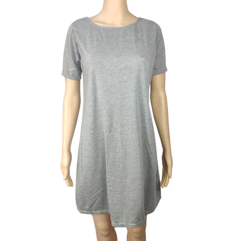 Location A6 Short Sleeve Large Swing Skirt Light Gray / S