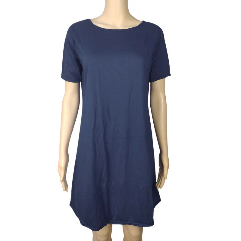 Storage Position A6 Short Sleeve Large Swing Skirt Navy Blue / S