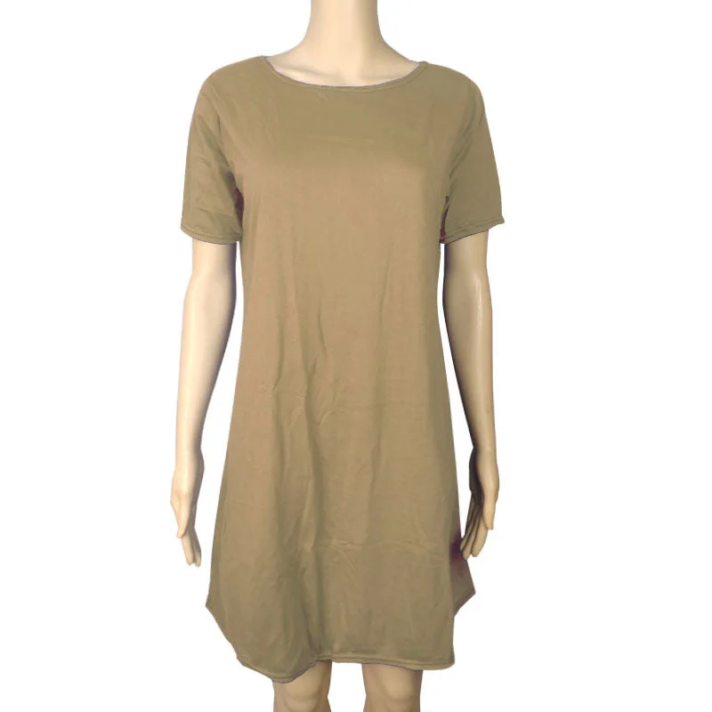 Storage Position A6 Short Sleeve Large Swing Skirt Khaki / S