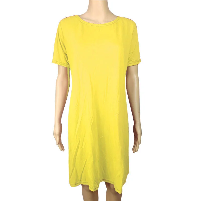 Storage Position A6 Short Sleeve Large Swing Skirt Yellow / S