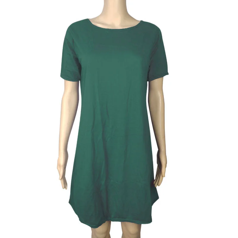 Storage Position A6 Short Sleeve Large Swing Skirt Dark Green / S