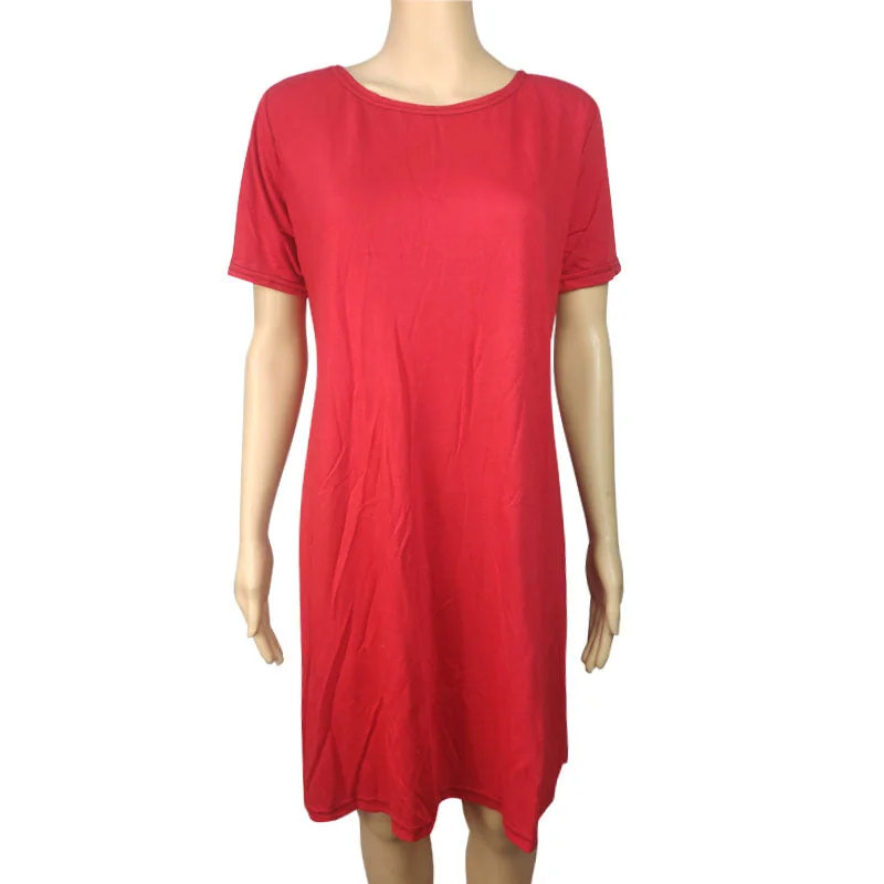 Storage Position A6 Short Sleeve Large Swing Dress Red / S