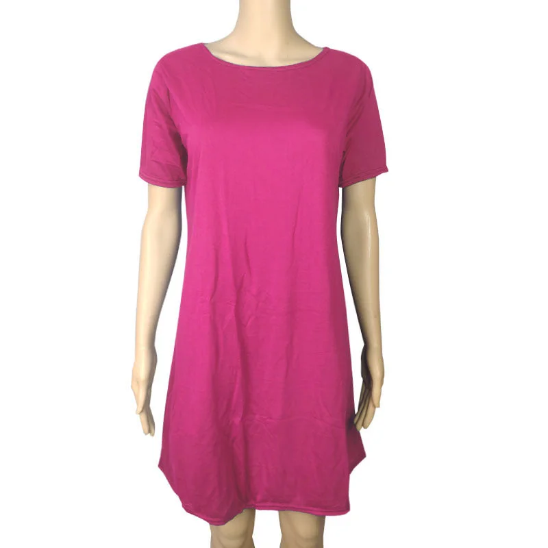 Storage Position A6 Short Sleeve Large Swing Dress Rose Red / S