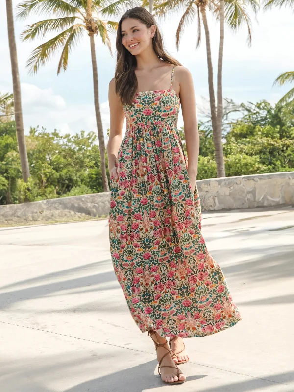 Bailey Maxi Dress - Cream Pink Rose