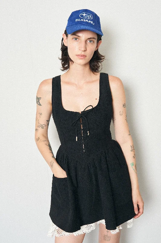 Farm Chores Mini Dress Black