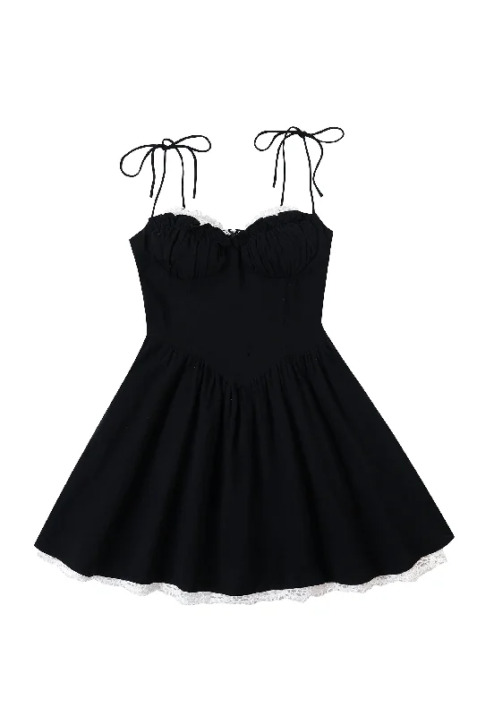 French Cups Black Mini Dress