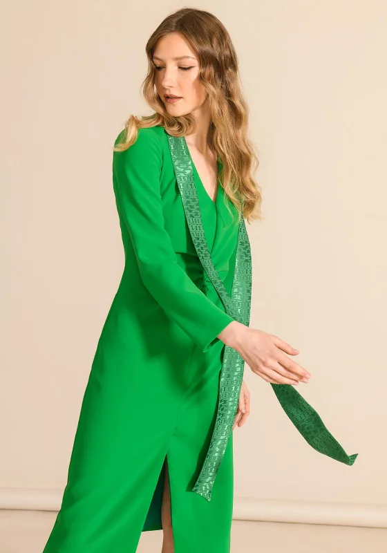 Caroline Kilkenny Slit Detail Millie Midi Dress, Green