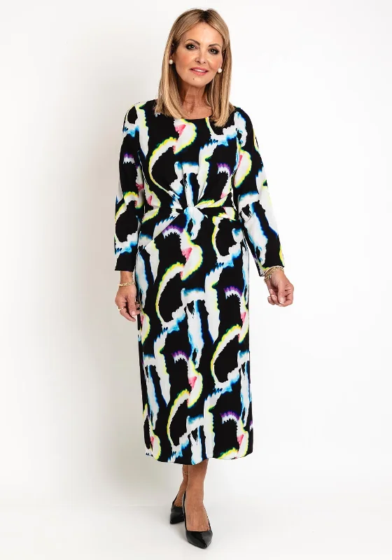 Ella Boo Abstract Print Midi Dress, Black Multi