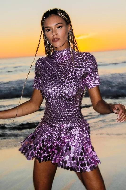 Melanie metallic party dress purple