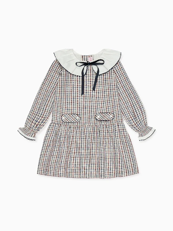 Burgundy Check Tessa Girl Dress